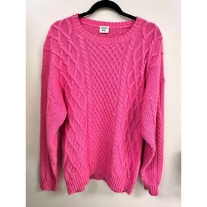 Aritzia Sunday Best Pink Cable Knit Sweater -Cozy Cottagecore Knit Pullover Sz S